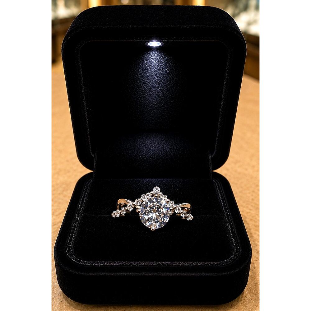 Shiny Round Cubic Zirconia in a V Setting Size 8